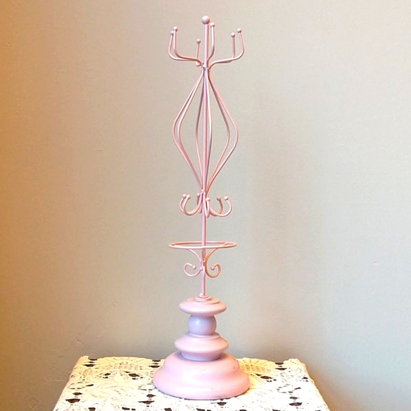Pink Wood Jewelry Stand - Picture 1 of 7